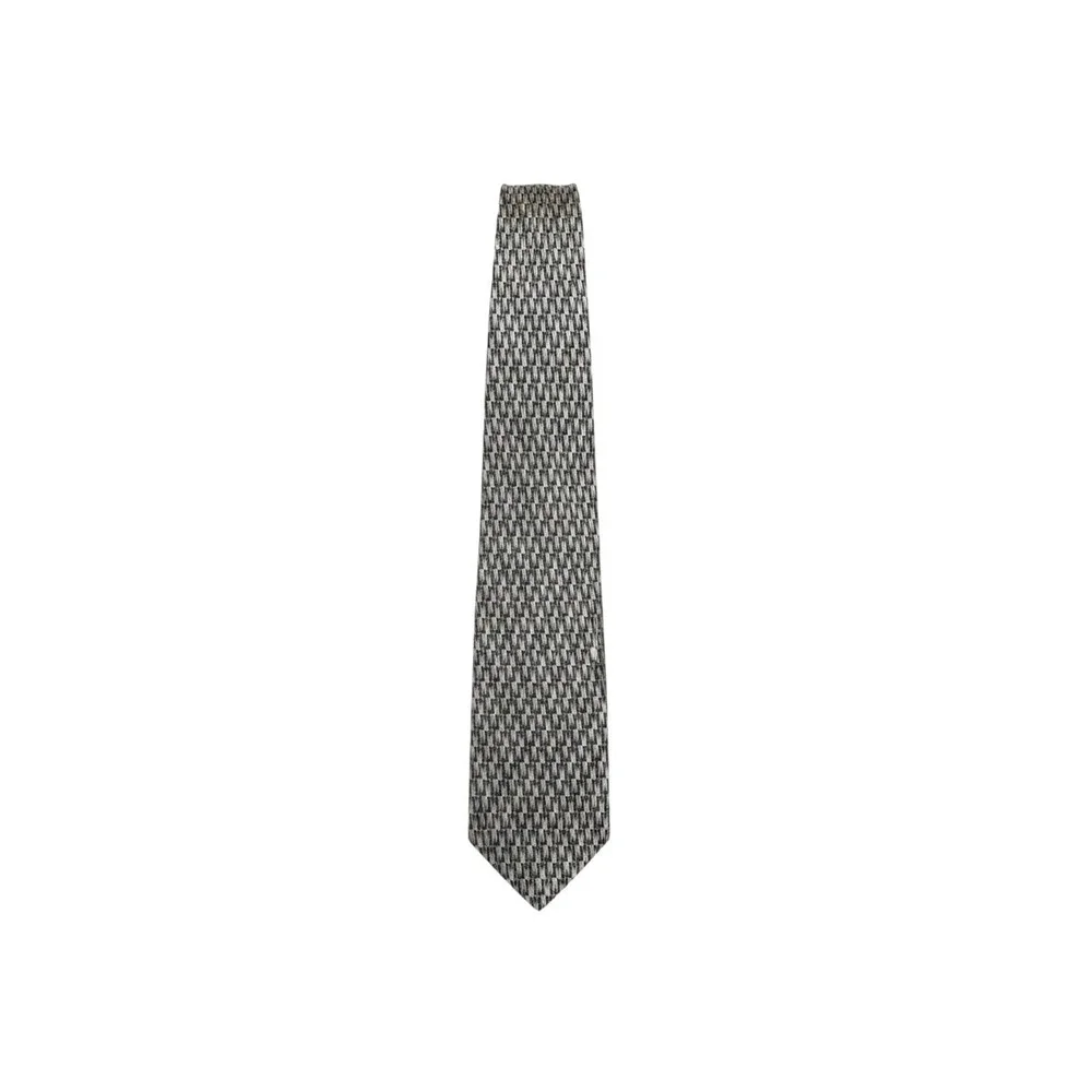 Bruno Rossi‎ Men's 100% Silk Necktie Geometric Pattern Gray Brown Classic Tie